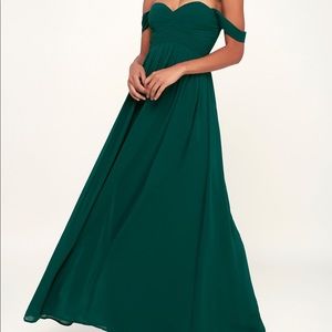 Forest Green Off the Shoulder Dress